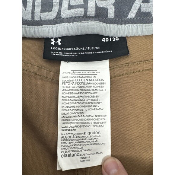 Under Armour Pants Mens 40x30 Brown Tan Loose Outdoor Work NICE - Picture 9 of 9